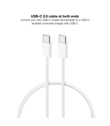 Nanocable Cable USB-C 2.0 60W 3A, USB-C M-USB-C M, Blanco, 1 m