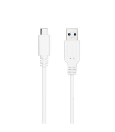 Nanocable Cable USB 3.1, Gen2 10 Gbps 3A, tipo USB-C M-A M, Blanco, 2 m