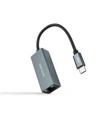 Nanocable Conversor USB-C a Ethernet Gigabit 10 100 1000 Mbps, Aluminio, Gris, 15 cm