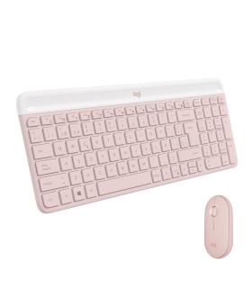 Logitech MK470 Slim Combo teclado Ratón incluido Oficina RF inalámbrico QWERTY Español Rosa