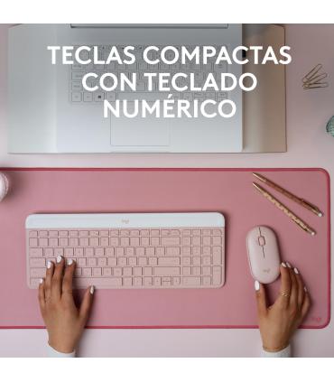 Logitech MK470 Slim Combo teclado Ratón incluido Oficina RF inalámbrico QWERTY Español Rosa