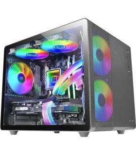 Caja Microatx Cube Gaming Mars Gaming Mc400 Black Frontal Mesh Diseo Cube 3xventiladores 120mm Rgb Lateral De Cristal Templa