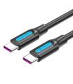 Cable USB 2.0 Tipo-C Vention COTBG/ USB Tipo-C Macho - USB Tipo-C Macho/ Hasta 100W/ 480Mbps/ 1.5m/ Negro