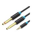 Cable Estreo Vention BACBF/ Jack 3.5 Macho - 2x Jack 6.5 Macho/ 1m/ Negro