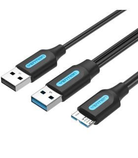 Cable USB 3.0 Vention CQPBF/ USB Macho - MicroUSB Macho/ USB 2.0 Macho/ 5Gbps/ 1m/ Negro