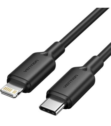 Cable USB 2.0 Tipo-C Lightning Vention LAKBF/ USB Tipo-C Macho - Lightning Macho/ Hasta 27W/ 480Mbps/ 1m/ Negro