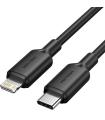 Cable USB 2.0 Tipo-C Lightning Vention LAKBF/ USB Tipo-C Macho - Lightning Macho/ Hasta 27W/ 480Mbps/ 1m/ Negro