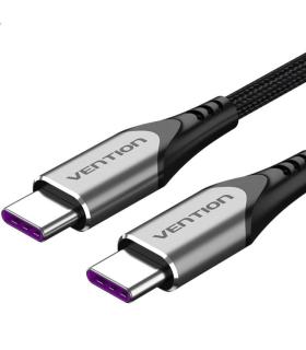 Cable USB 2.0 Tipo-C Vention TAEHG/ USB Tipo-C Macho - USB Tipo-C Macho/ Hasta 100W/ 480Mbps/ 1.5m/ Gris