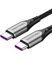 Cable USB 2.0 Tipo-C Vention TAEHG/ USB Tipo-C Macho - USB Tipo-C Macho/ Hasta 100W/ 480Mbps/ 1.5m/ Gris