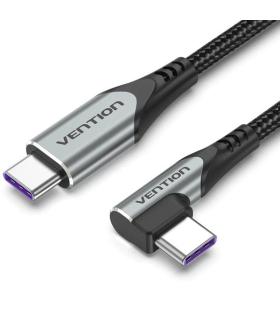 Cable USB 2.0 Tipo-C 90 Vention TAKHF/ USB Tipo-C Macho - USB Tipo-C Macho/ Hasta 100W/ 480Mbps/ 1m/ Gris