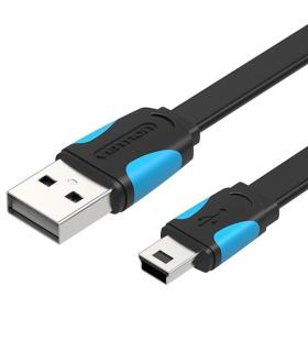 Cable USB 2.0 Vention VAS-A14-B050/ MiniUSB Macho - USB Macho/ Hasta 10W/ 480Mbps/ 50cm/ Azul y Negro