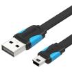 Cable USB 2.0 Vention VAS-A14-B050/ MiniUSB Macho - USB Macho/ Hasta 10W/ 480Mbps/ 50cm/ Azul Y Negro