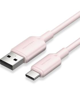 Cable USB 2.0 Tipo-C Vention CTQPF/ USB Tipo-C Macho - USB Macho/ Hasta 60W/ 480Mbps/ 1m/ Rosa