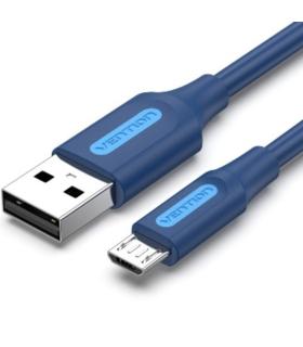 Cable USB 2.0 Vention COLLF/ USB Macho - MicroUSB Macho/ Hasta 60W/ 480Mbps/ 1m/ Azul