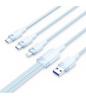 Cable USB 2.0 Lightning Vention CTPLG/ USB Macho/ USB Tipo-C Macho - MicroUSB Macho - Lightning Macho/ 1.5m/ Azul