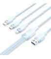 Cable USB 2.0 Lightning Vention CTPLG/ USB Macho/ USB Tipo-C Macho - MicroUSB Macho - Lightning Macho/ 1.5m/ Azul