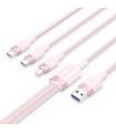 Cable USB 2.0 Lightning Vention CTPPG/ USB Macho/ USB Tipo-C Macho - MicroUSB Macho - Lightning Macho/ 1.5m/ Rosa