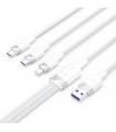 Cable USB 2.0 Lightning Vention CTPWG/ USB Macho/ USB Tipo-C Macho - MicroUSB Macho - Lightning Macho/ 1.5m/ Blanco