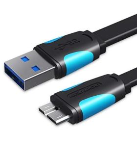 Cable USB 3.0 Vention VAS-A12-B150/ MicroUSB Macho - USB Macho/ Hasta 10W/ 5Gbps/ 1.5m/ Azul y Negro