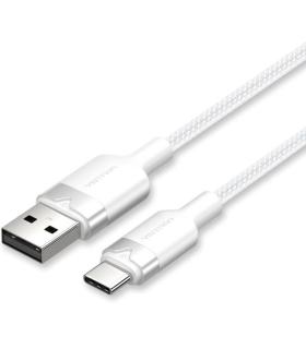 Cable USB 2.0 Tipo-C Vention CTNWH/ USB Tipo-C Macho - USB Macho/ Hasta 60W/ 480Mbps/ 2m/ Blanco