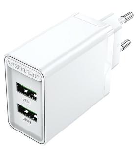 Cargador de Pared Vention FBAW0-EU/ 2xUSB/ 18W/ Blanco