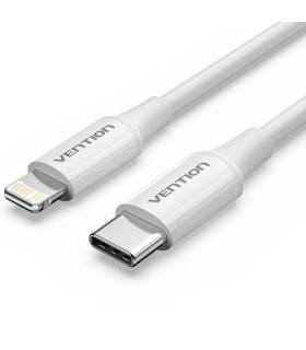 Cable USB 2.0 Tipo-C Lightning Vention LAJWF/ USB Tipo-C Macho - Lightning Macho/ Hasta 27W/ 480Mbps/ 1m/ Blanco