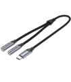 Cable Conversor USB Tipo-C Vention BGNHY/ USB Tipo-C Macho - 2x Jack 3.5 Hembra/ 30cm/ Gris