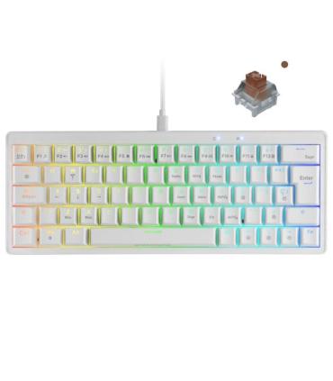 Teclado Gaming Mecnico Mars Gaming MKMINIPRO/ Switch Marrn/ Blanco