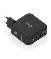 AISENS Cargador GaN 140W, 2xUSB-C PD3.1 QC4.0, 1xUSB-A QC3.0, Negro