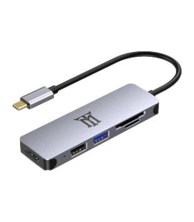 Maillon Technologique Premium MTHUB5 base para portátil y replicador de puertos USB 3.2 Gen 2 (3.1 Gen 2) Type-C Aluminio, Gris