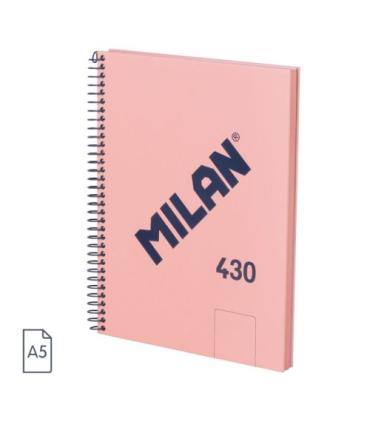 CUADERNO A5 CON ESPIRAL Y TAPA DURA, 80 HOJAS BLANCAS DE 95 GR/M, COLECCIN 430 SINCE 1918, ROSA MILAN 57151E80P