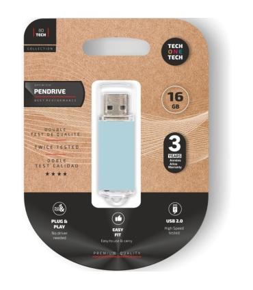 Pendrive 16GB Tech One Tech Basic USB 2.0/ Azul Cielo