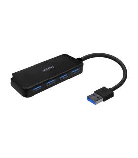 AISENS Hub USB 3.0, Tipo A M-4x Tipo A H, Negro, 15cm