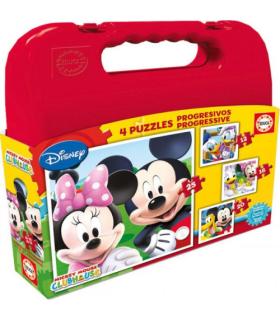 MALETA PUZZLES PROGRESIVOS MICKEY MOUSE 12-16-20-25 DE 3-6 AOS EDUCA BORRAS 16505