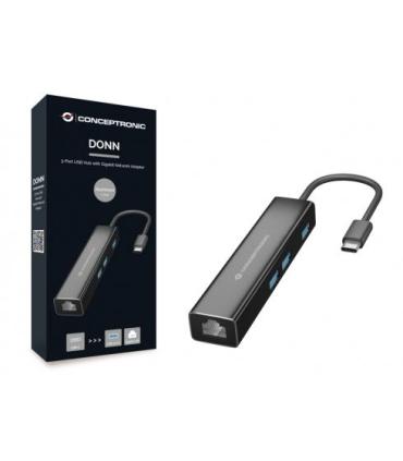 Conceptronic DONN07B base para portátil y replicador de puertos USB 3.2 Gen 1 (3.1 Gen 1) Type-C Negro