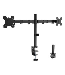 AISENS Soporte de mesa eco giratorio e inclinable para monitor TV 10kg (3 Pivotes, 2 Brazos) de 17-32, Negro