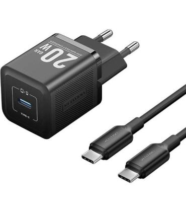 Cargador Gan de Pared Vention TZ-FEPB0-EU-01/ 1xUSB Tipo-C + Cable USB Tipo-C/ 20W