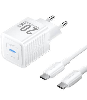 Cargador Gan de Pared Vention TZ-FEPW0-EU-01/ 1xUSB Tipo-C + Cable USB Tipo-C/ 20W