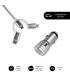 SUBBLIM Cargador Coche 2xUSB Dual Car Charger Alum 2.4A + Cable 3 in 1 Silver