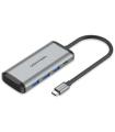 Docking USB Tipo-C Vention TGRHB/ 3xUSB/ 1xLector Tarjetas/ 1xUSB Tipo-C PD/ Gris