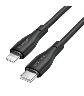 Cable USB Tipo-C Lightning Vention H28BF/ USB Tipo-C Macho - Lightning Macho/ 27W/ 480Mbps/ 1m/ Negro