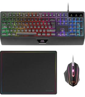 Teclado y Raton (Pack) Juego Membrana Ratn ptico MARS GAMING 4T MCP124ES USB Teclado numrico Negro