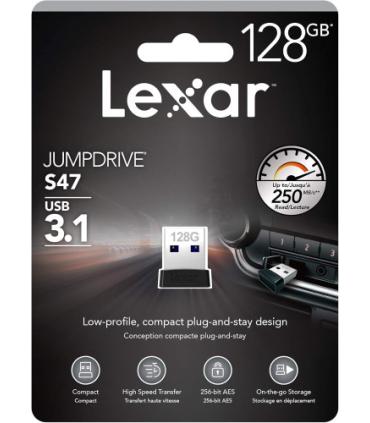 Lexar JumpDrive S47 unidad flash USB 128 GB USB tipo A 3.2 Gen 1 (3.1 Gen 1) Negro