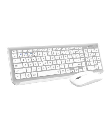 SUBBLIM Teclado con Ratn Bluetooth + 2.4G Combo Dual Prestige Extendido Plata/Blanco