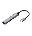 AISENS Hub USB 3.0 Aluminio, Tipo A/M - 4x Tipo A/H, Gris, 10cm