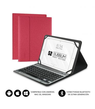 SUBBLIM Funda con Teclado KEYTAB PRO BLUETOOTH 10,1\" Red