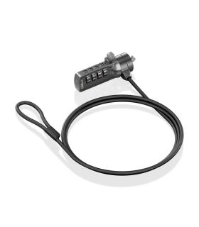 AISENS Cable de seguridad con cerradura de combinación para Ordenador, Monitor, Portátil 1.5m