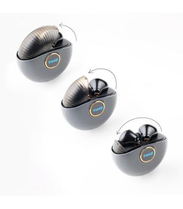 TooQ Snail Auriculares Inalámbricos + Micrófono Bluetooth con Estuche de Carga, Gris Negros