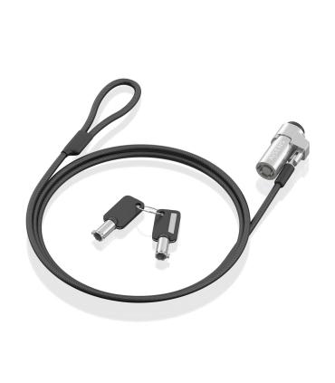 AISENS Cable de Seguridad tipo NANO con cerradura de llave para ordenador, monitor, portátil 1.5m