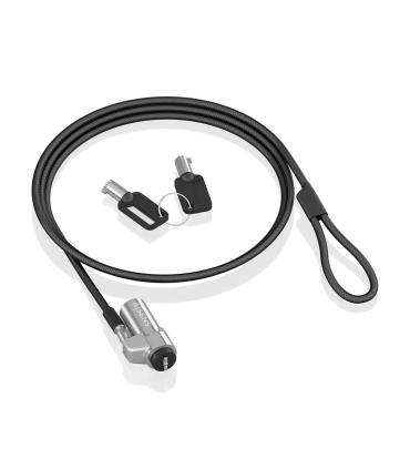 AISENS Cable de Seguridad tipo NANO con cerradura de llave para ordenador, monitor, portátil 1.5m